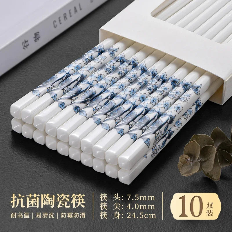 High-End Aesthetic Porcelain Chopsticks Set (5/10 pairs)