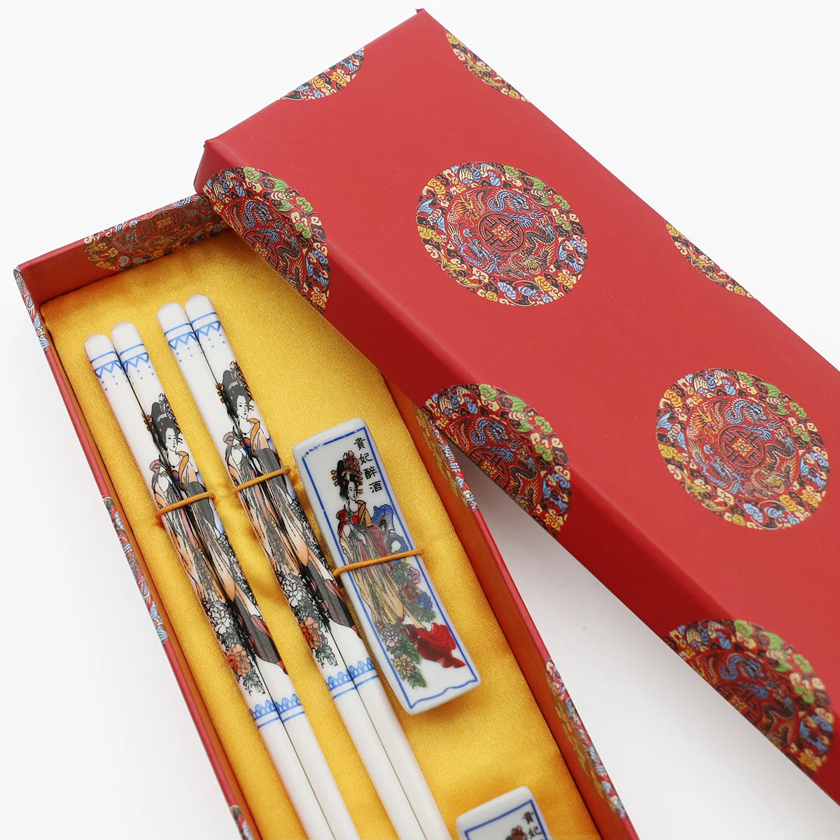 The Art of Porcelain: Jingdezhen Ceramic Chopsticks Set (2 Pairs)