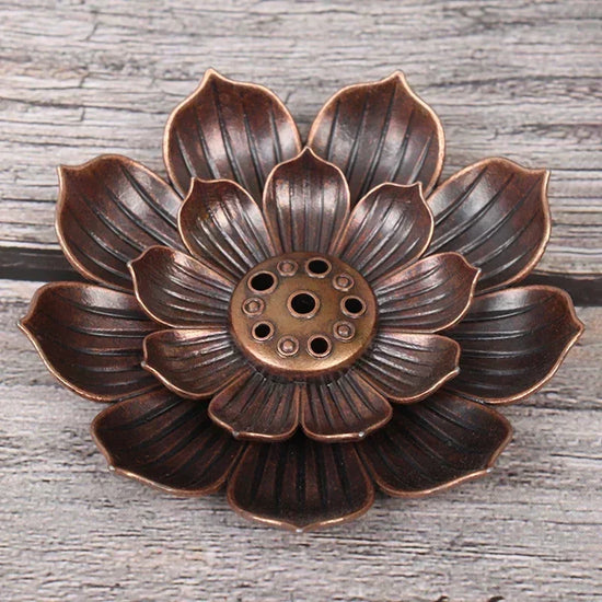 Bronze Lotus Alloy Incense Burner Plate