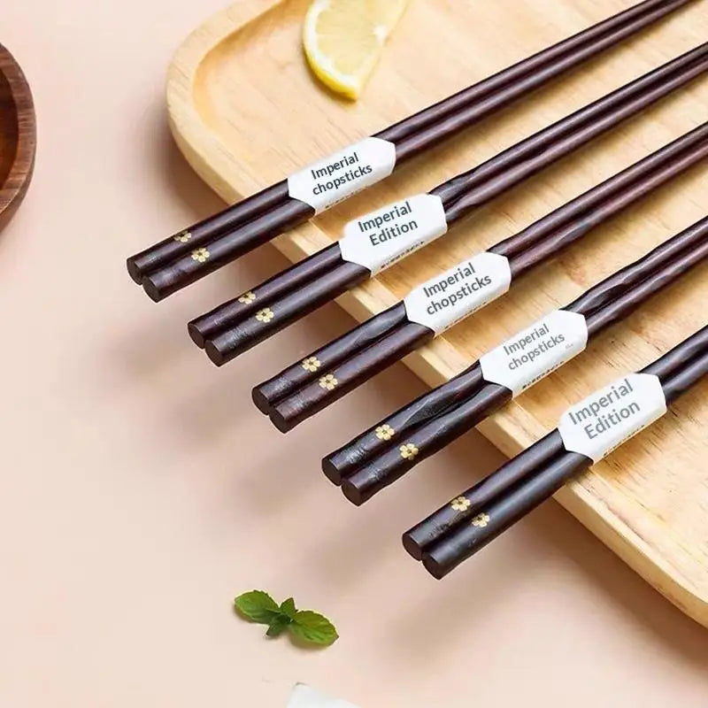 Premium Reusable Wood Chopsticks for Asian Dining (5 Pairs)