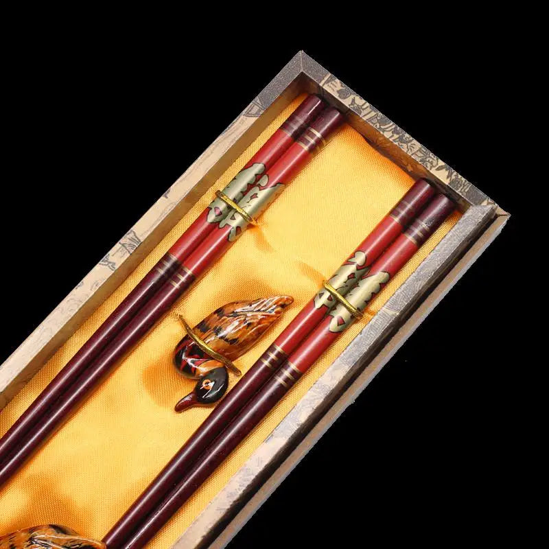 Chinese Characteristic Wooden Chopsticks Wedding Gift Set (2 Pairs)