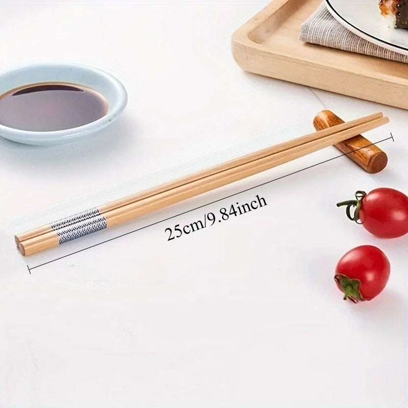 Reusable Printed Bamboo Chopsticks (10 Pairs)