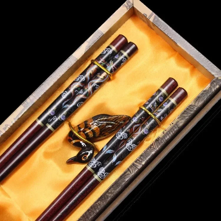 Chinese Dragon and Phoenix Design Chopsticks Set (2 Pairs)