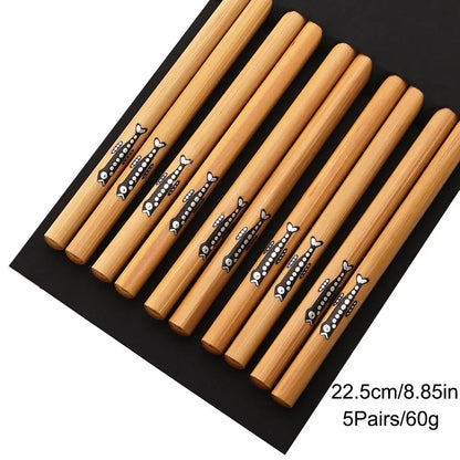 Non Slip Multi Color Bamboo Chopsticks Set (5 Pairs)