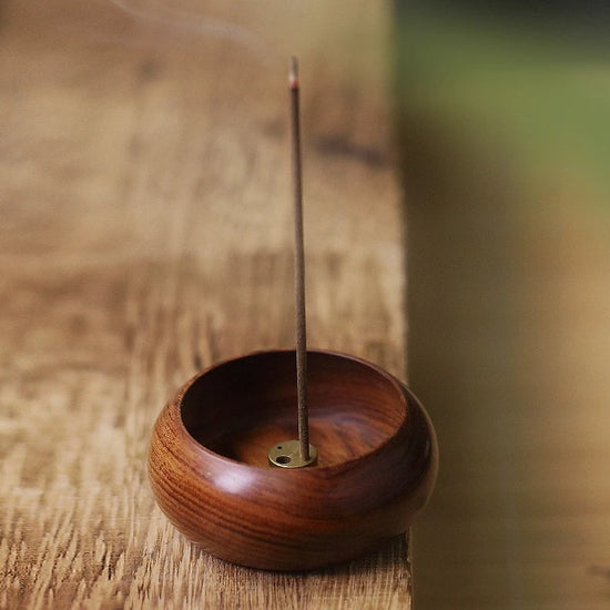 Bowl-Shaped Solid Wood Incense Burner