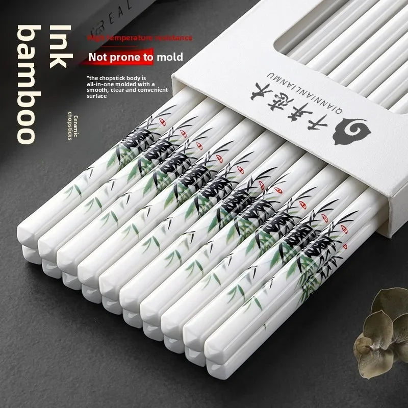 Elegant Chinese Porcelain Chopsticks Set (5/10 Pairs)
