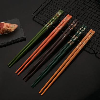 Non Slip Multi Color Bamboo Chopsticks Set (5 Pairs)