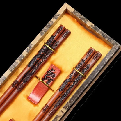 Chinese Dragon and Phoenix Design Chopsticks Set (2 Pairs)
