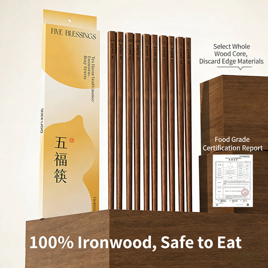 Durable Natural Ironwood Chopstick Set (5/10/20 Pairs)