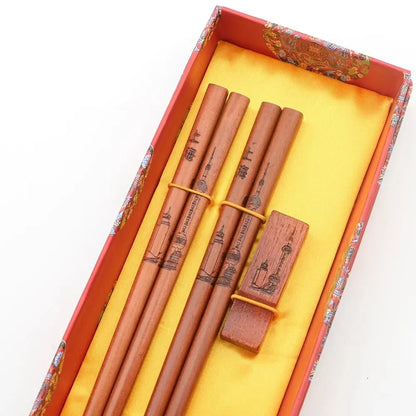Chinese Dragon and Phoenix Design Chopsticks Set (2 Pairs)