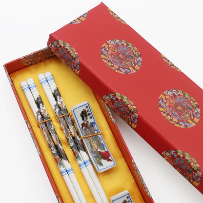 The Art of Porcelain: Jingdezhen Ceramic Chopsticks Set (2 Pairs)