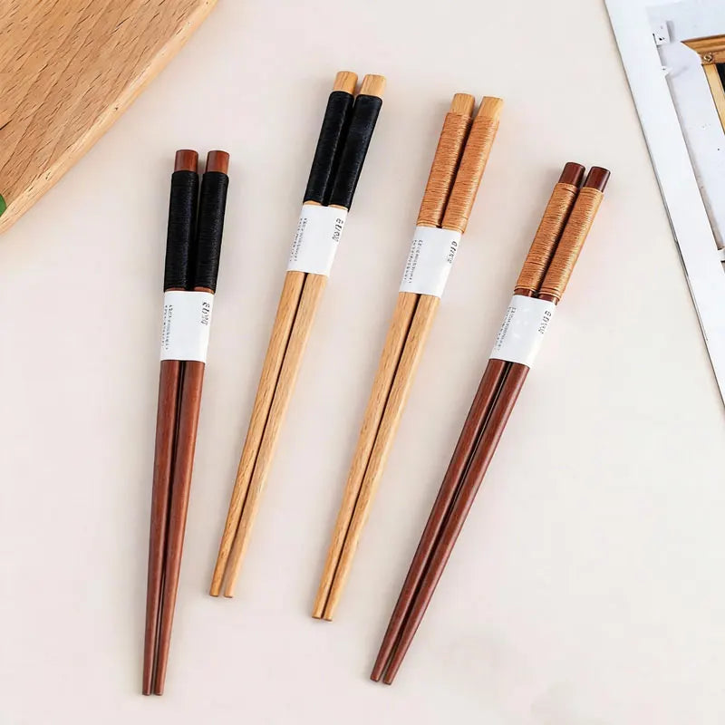Natural Chestnut Wood Chopsticks Set (2/4 Pairs)