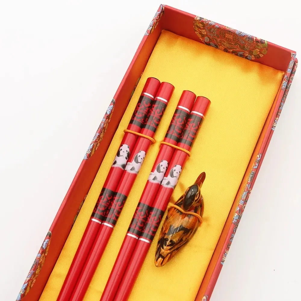 Chinese Dragon and Phoenix Design Chopsticks Set (2 Pairs)
