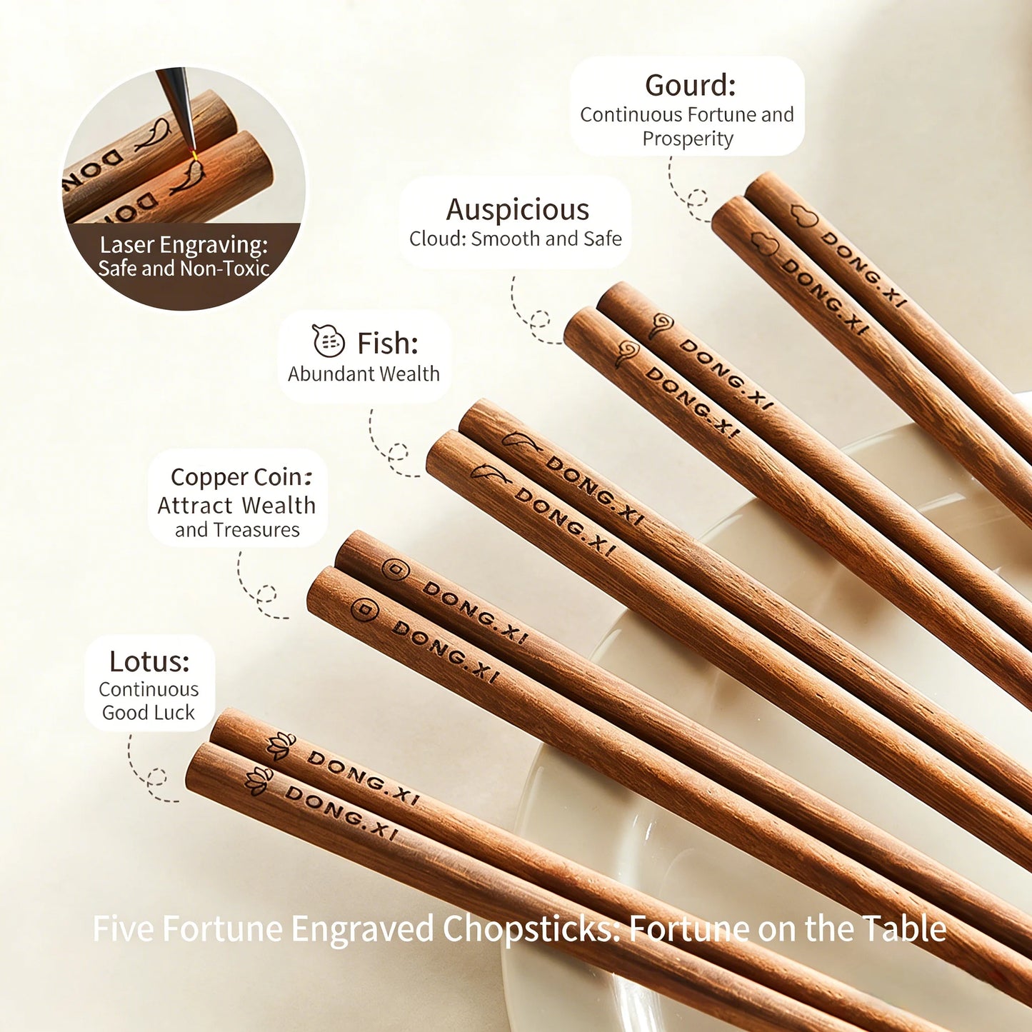 Durable Natural Ironwood Chopstick Set (5/10/20 Pairs)