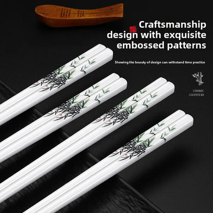 Elegant Chinese Porcelain Chopsticks Set (5/10 Pairs)