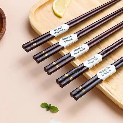 Premium Reusable Wood Chopsticks for Asian Dining (5 Pairs)