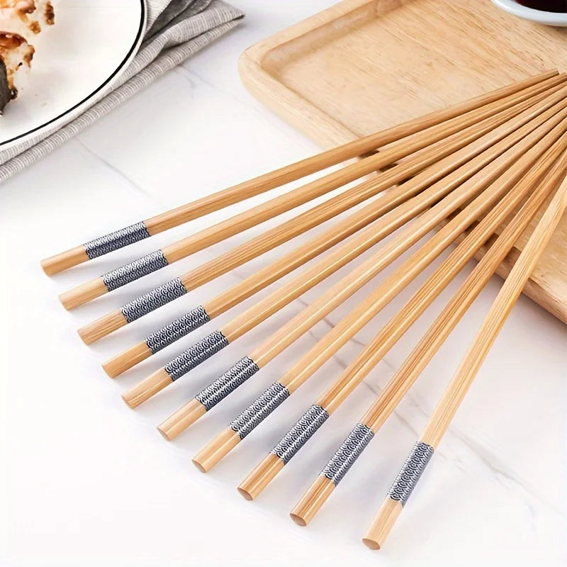 Reusable Printed Bamboo Chopsticks (10 Pairs)