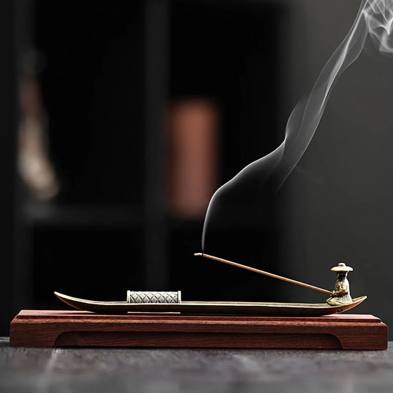 Old Man Fishing Boat Incense Burner