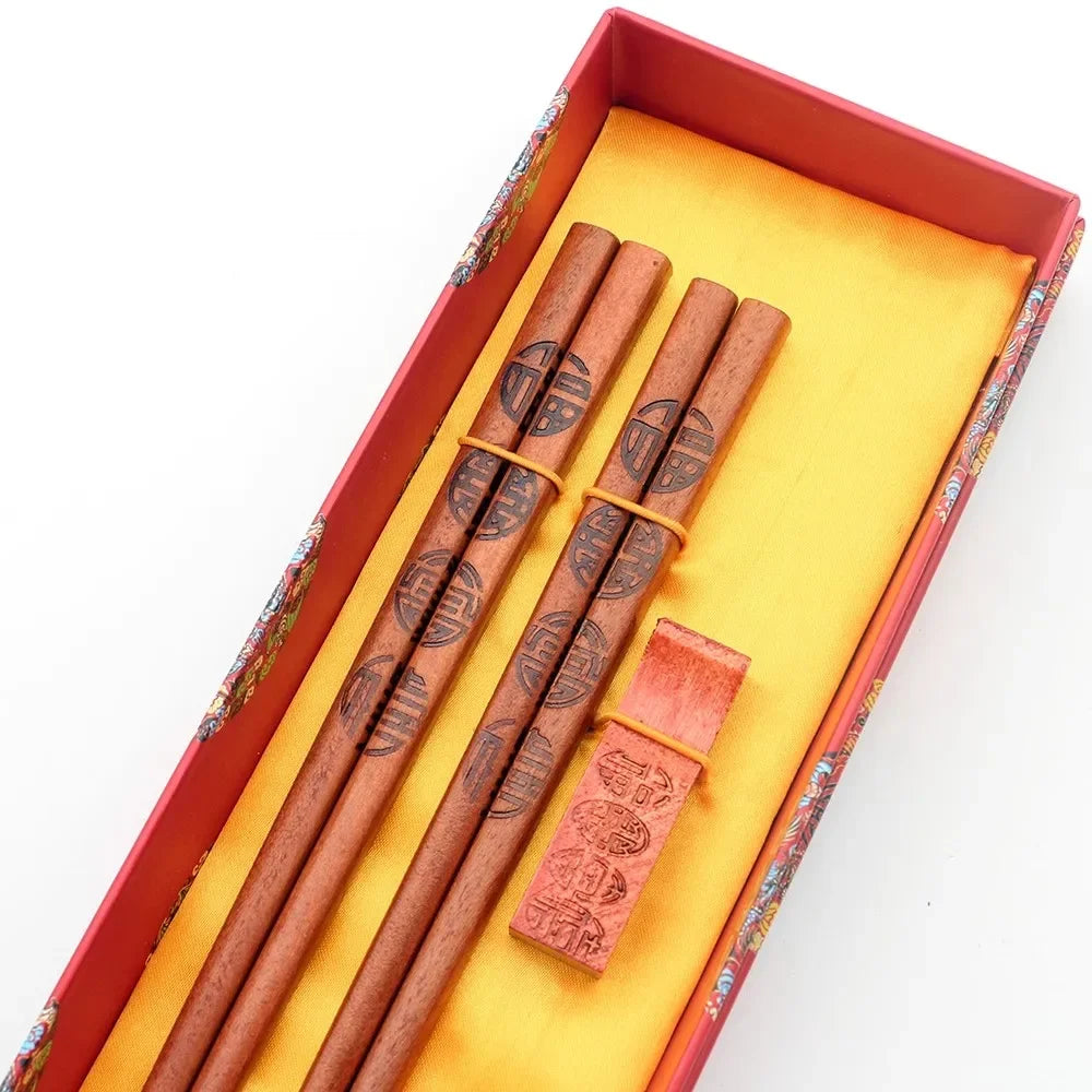 Chinese Dragon and Phoenix Design Chopsticks Set (2 Pairs)