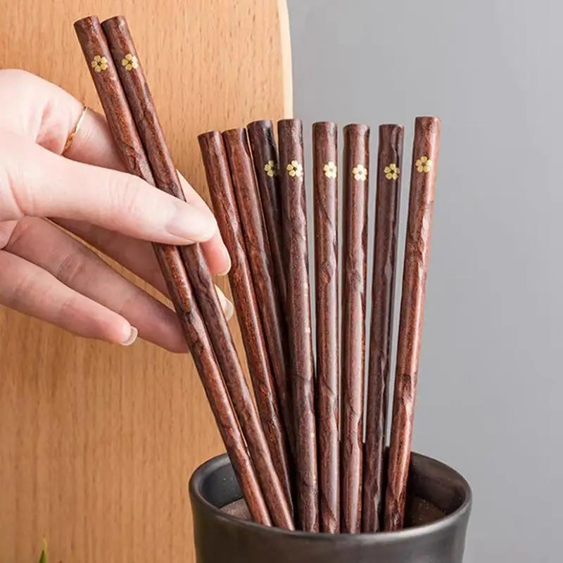 Premium Reusable Wood Chopsticks for Asian Dining (5 Pairs)