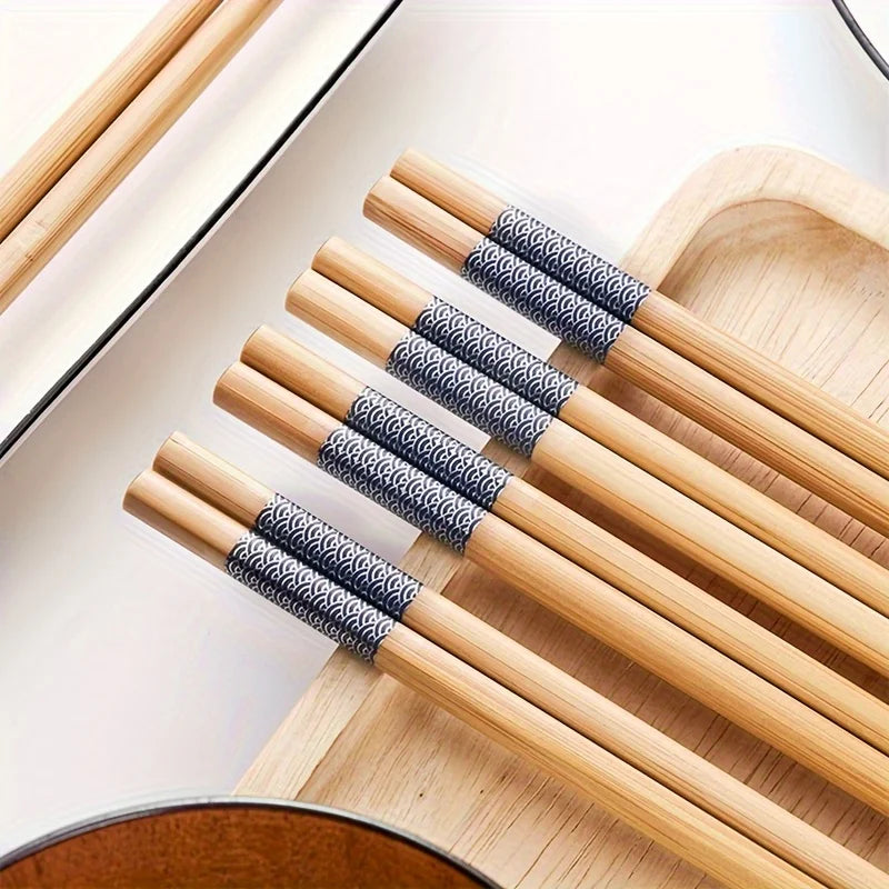 Reusable Printed Bamboo Chopsticks (10 Pairs)
