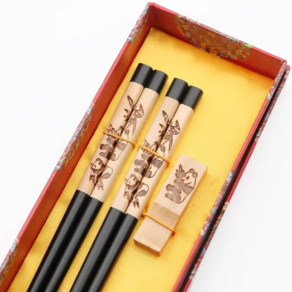Chinese Dragon and Phoenix Design Chopsticks Set (2 Pairs)