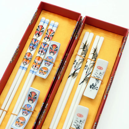 The Art of Porcelain: Jingdezhen Ceramic Chopsticks Set (2 Pairs)