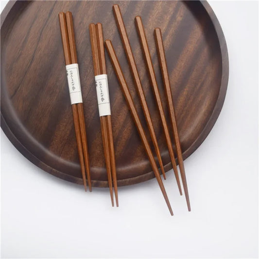 Exquisite Solid Wood Hexagonal Chopsticks (1 Pair)