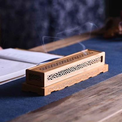Double-Layer Bamboo Incense Holder Box