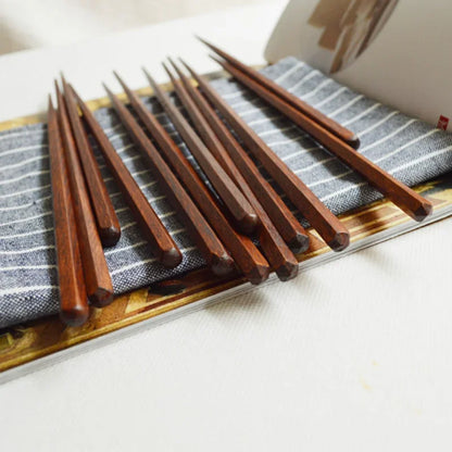 Exquisite Solid Wood Hexagonal Chopsticks (1 Pair)