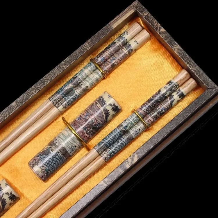 Chinese Dragon and Phoenix Design Chopsticks Set (2 Pairs)