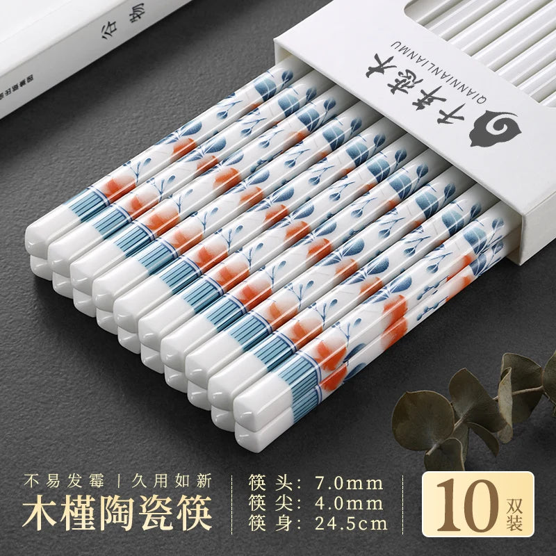 Aesthetic Rural Style Ceramic Chopsticks (5/10 Pairs)