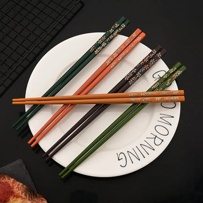 Non Slip Multi Color Bamboo Chopsticks Set (5 Pairs)