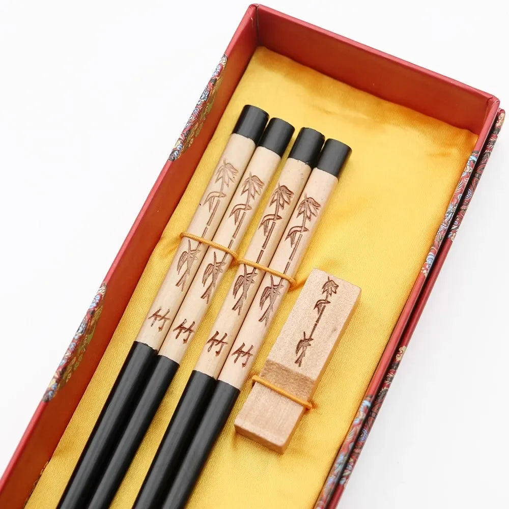 Chinese Dragon and Phoenix Design Chopsticks Set (2 Pairs)