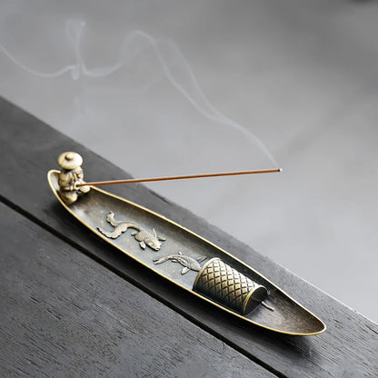 Old Man Fishing Boat Incense Burner
