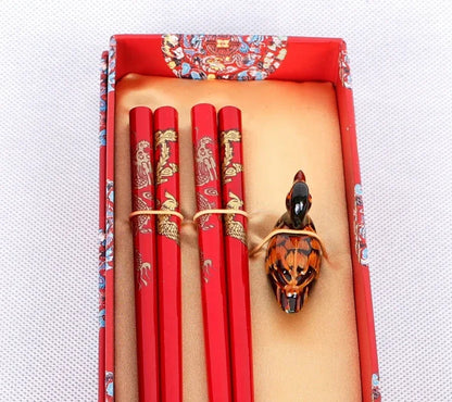 Chinese Dragon and Phoenix Design Chopsticks Set (2 Pairs)