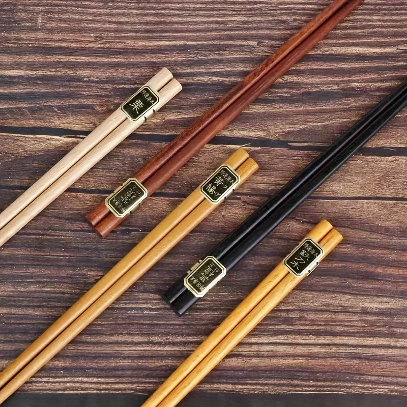 Elegant 5-Color Natural Wooden Chopsticks (5 Pairs)