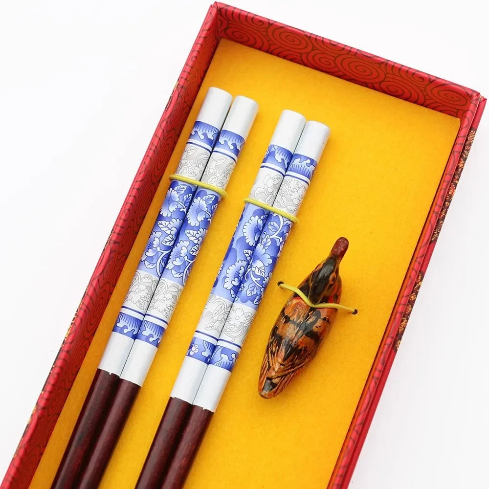 Chinese Dragon and Phoenix Design Chopsticks Set (2 Pairs)