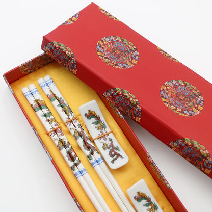 The Art of Porcelain: Jingdezhen Ceramic Chopsticks Set (2 Pairs)