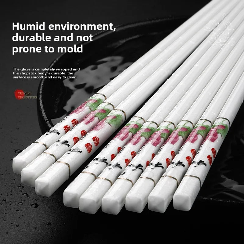 Drop-Proof Ceramic Chopsticks Set (5/10 Pairs)