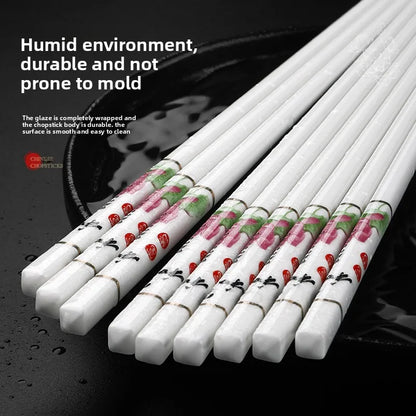 Drop-Proof Ceramic Chopsticks Set (5/10 Pairs)