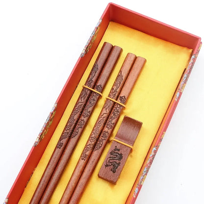 Chinese Dragon and Phoenix Design Chopsticks Set (2 Pairs)