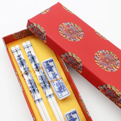 The Art of Porcelain: Jingdezhen Ceramic Chopsticks Set (2 Pairs)