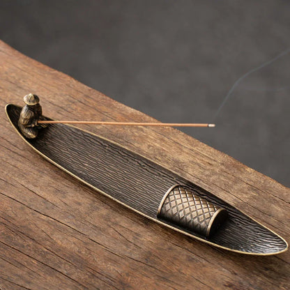 Old Man Fishing Boat Incense Burner