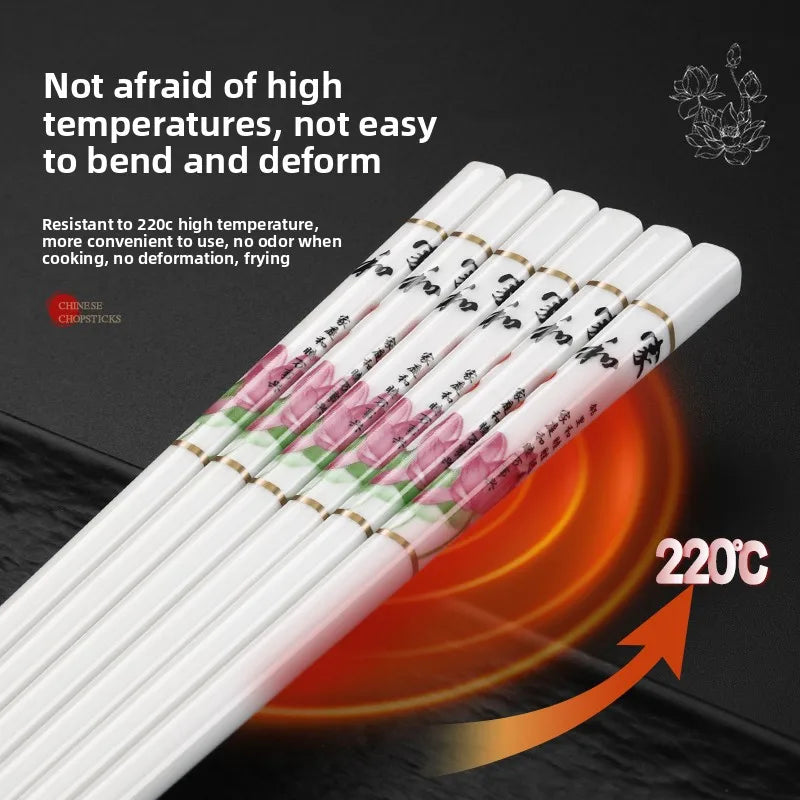 Drop-Proof Ceramic Chopsticks Set (5/10 Pairs)