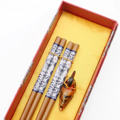Chinese Dragon and Phoenix Design Chopsticks Set (2 Pairs)