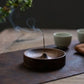 Round Solid Wood Incense Stick Holder Tray