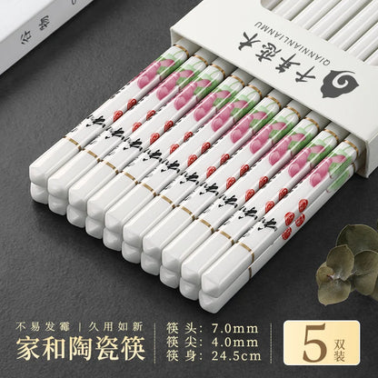 Drop-Proof Ceramic Chopsticks Set (5/10 Pairs)