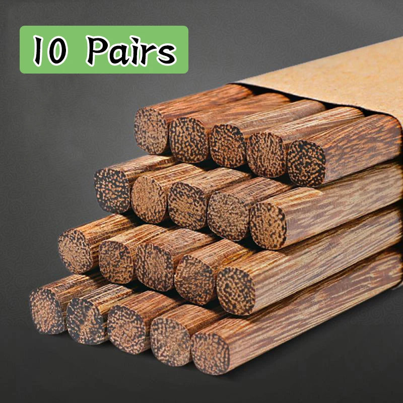 Reusable Natural Rosewood Chopsticks (10 Pairs)