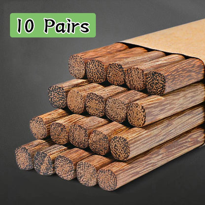 Reusable Natural Rosewood Chopsticks (10 Pairs)